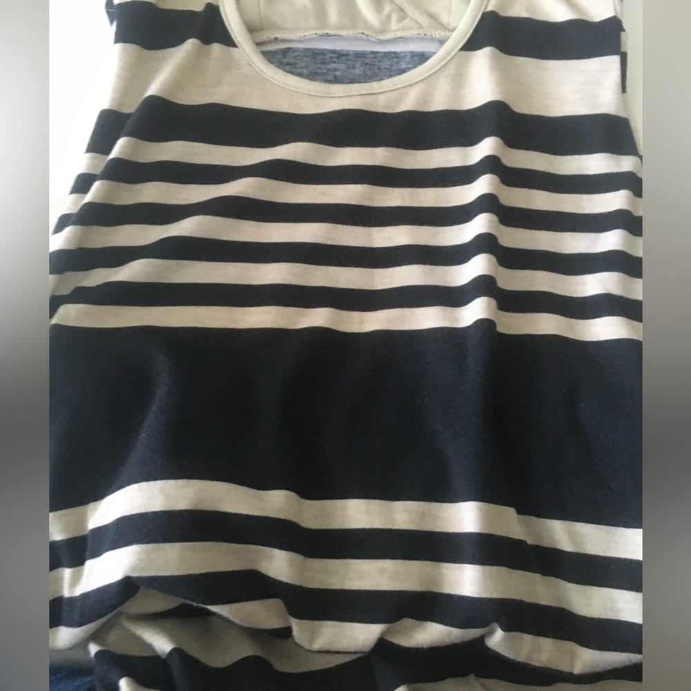 Razzle Dazzle Blue Striped Cut Out Slit Maxi Dress S - Picture 14 of 16